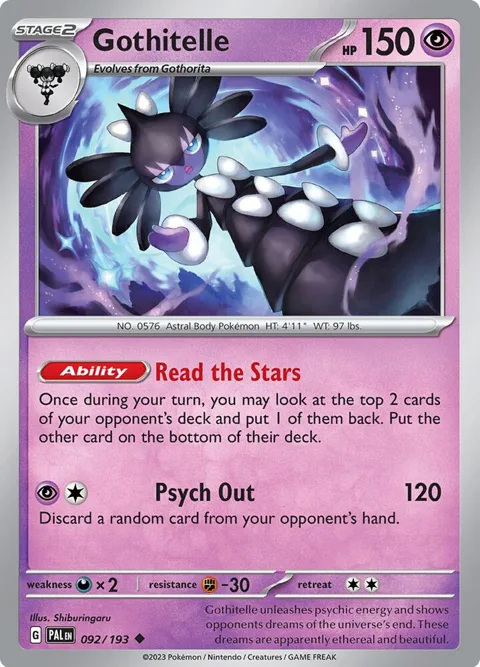 Gothitelle #092/193 Reverse Holofoil Pokémon card from Paldea Evolved