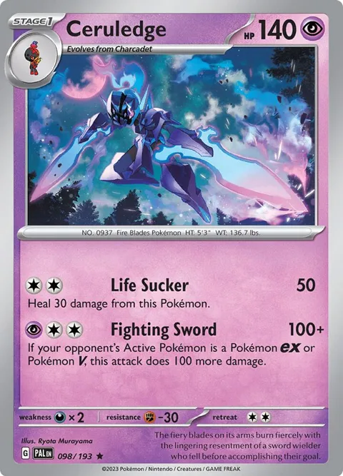 Ceruledge #098/193 Reverse Holofoil Pokémon card from Paldea Evolved