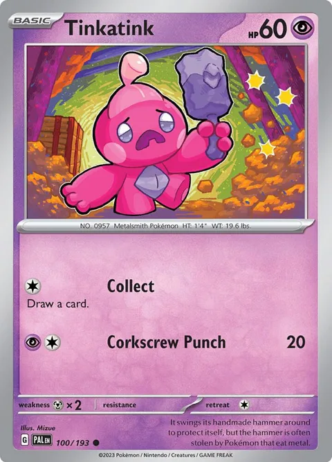 Tinkatink #100/193 Reverse Holofoil Pokémon card from Paldea Evolved