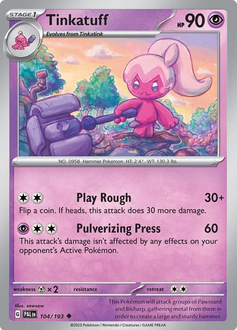 Tinkatuff #104/193 Pokémon card from Paldea Evolved