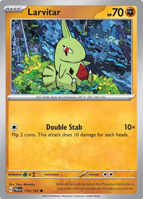 Larvitar #110/193 Reverse Holofoil Pokémon card from Paldea Evolved