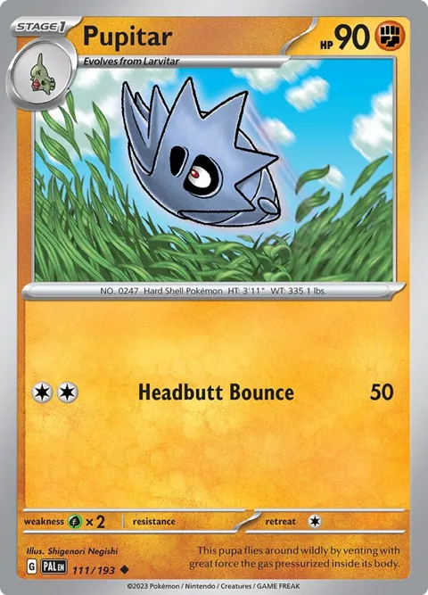 Pupitar #111/193 Pokémon card from Paldea Evolved