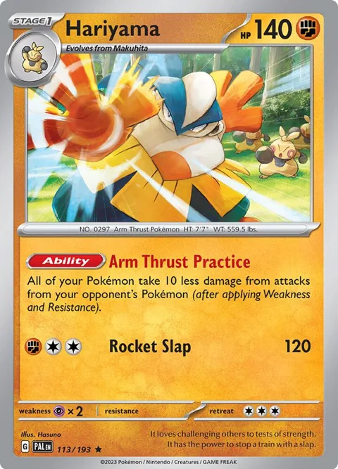 Hariyama #113/193 Holofoil Pokémon card from Paldea Evolved