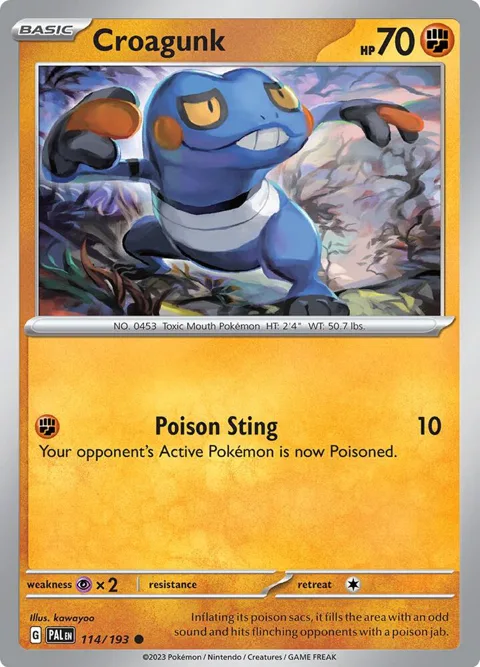 Croagunk #114/193 Pokémon card from Paldea Evolved