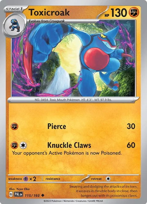 Toxicroak #115/193 Pokémon card from Paldea Evolved