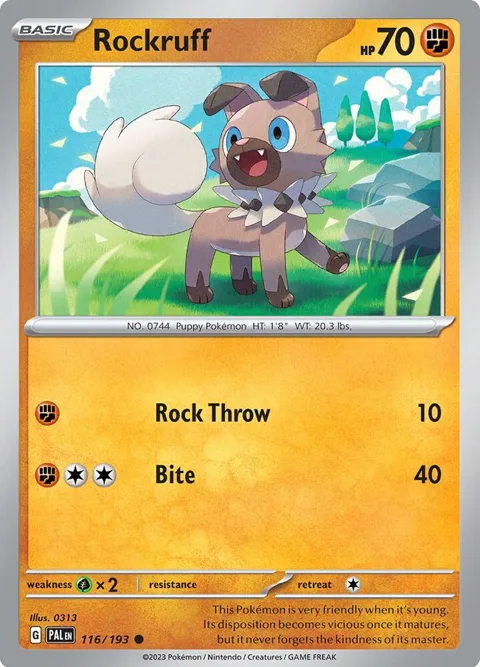 Rockruff #116/193 Pokémon card from Paldea Evolved