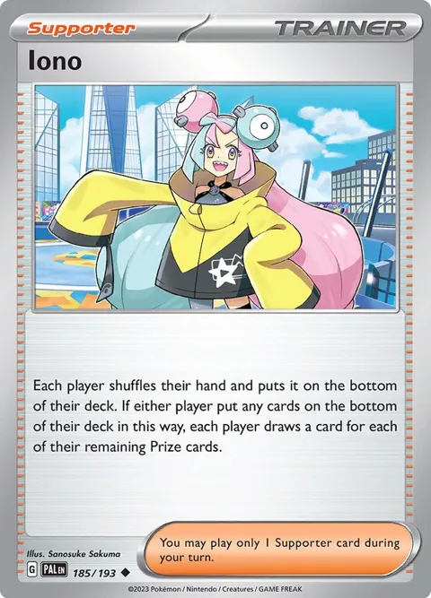 Iono #185/193 Reverse Holofoil Pokémon card from Paldea Evolved