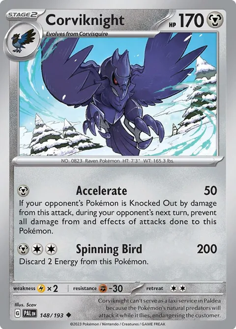 Corviknight #148/193 Pokémon card from Paldea Evolved