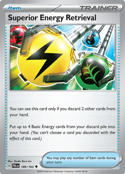 Superior Energy Retrieval #189/193 Reverse Holofoil Pokémon card from Paldea Evolved