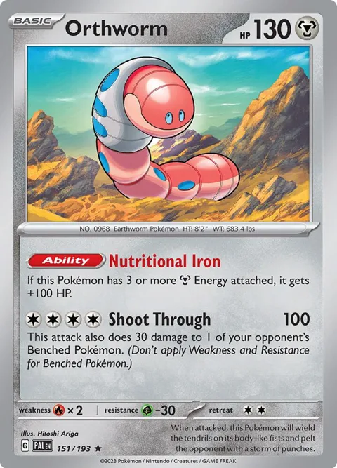Orthworm #151/193 Reverse Holofoil Pokémon card from Paldea Evolved