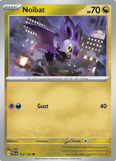 Noibat #152/193 Reverse Holofoil Pokémon card from Paldea Evolved