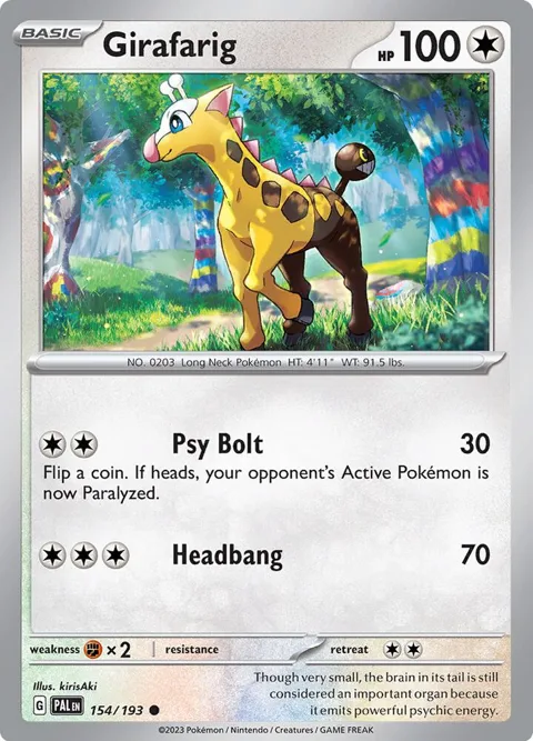 Girafarig #154/193 Reverse Holofoil Pokémon card from Paldea Evolved