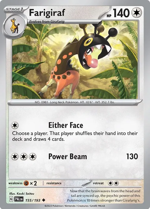 Farigiraf #155/193 Reverse Holofoil Pokémon card from Paldea Evolved