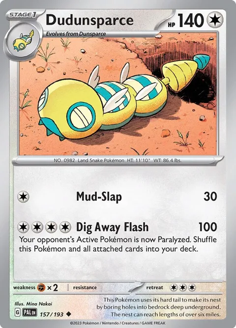 Dudunsparce #157/193 Pokémon card from Paldea Evolved