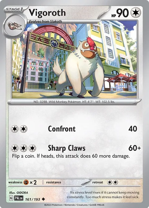 Vigoroth #161/193 Pokémon card from Paldea Evolved