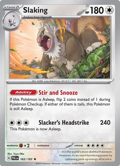 Slaking #162/193 Holofoil Pokémon card from Paldea Evolved