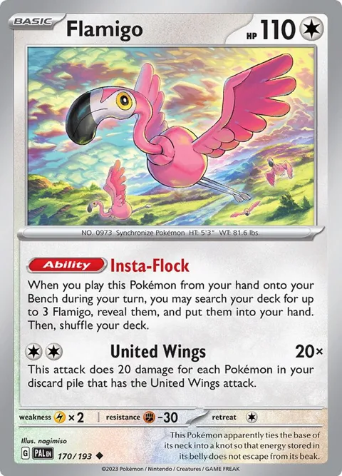 Flamigo #170/193 Pokémon card from Paldea Evolved