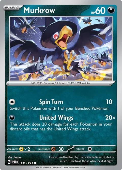 Murkrow #131/193 Reverse Holofoil Pokémon card from Paldea Evolved
