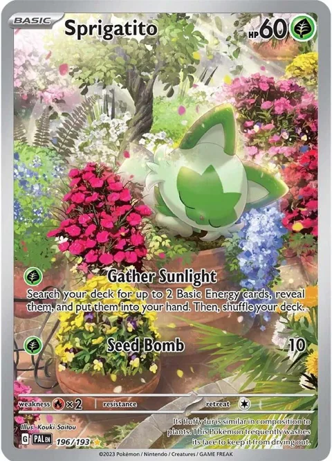 Sprigatito #196/193 Holofoil Pokémon card from Paldea Evolved