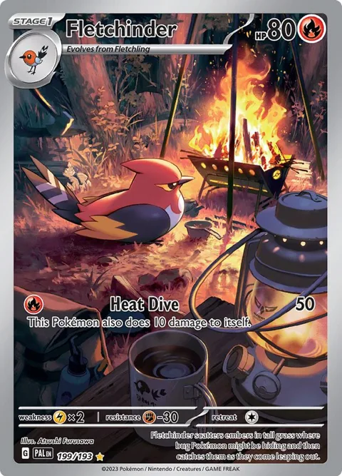 Fletchinder #199/193 Holofoil Pokémon card from Paldea Evolved