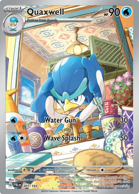 Quaxwell #207/193 Holofoil Pokémon card from Paldea Evolved