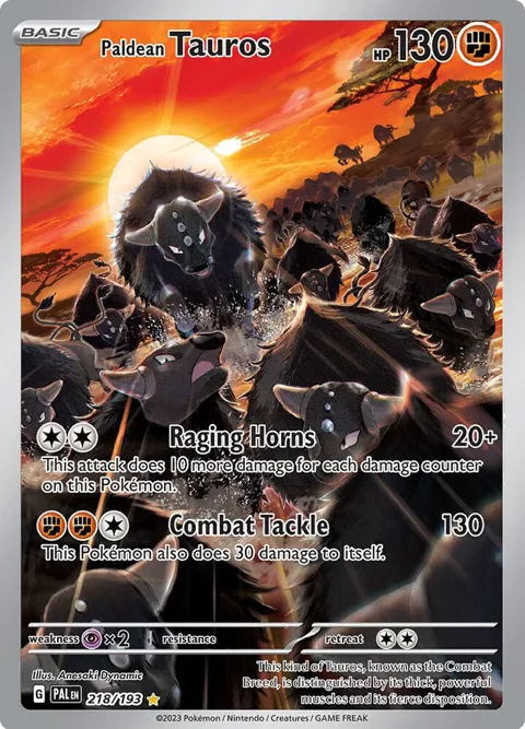 Paldean Tauros #218/193 Holofoil Pokémon card from Paldea Evolved