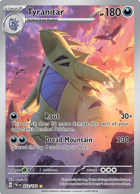 Tyranitar #222/193 Holofoil Pokémon card from Paldea Evolved