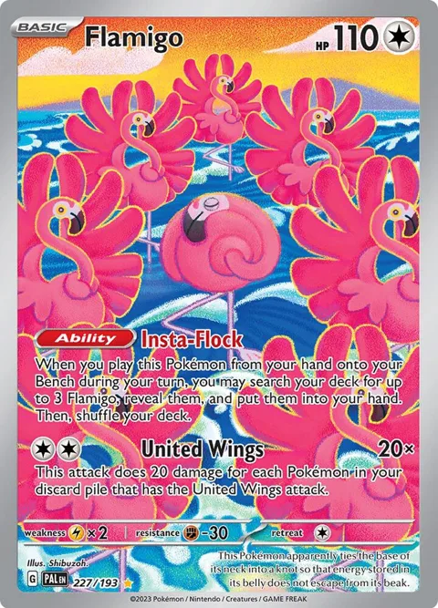 Flamigo #227/193 Holofoil Pokémon card from Paldea Evolved