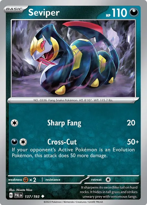 Seviper #137/193 Reverse Holofoil Pokémon card from Paldea Evolved
