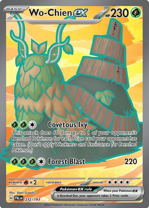 Wo-Chien ex #232/193 Holofoil Pokémon card from Paldea Evolved