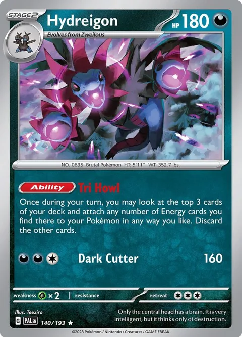 Hydreigon #140/193 Reverse Holofoil Pokémon card from Paldea Evolved