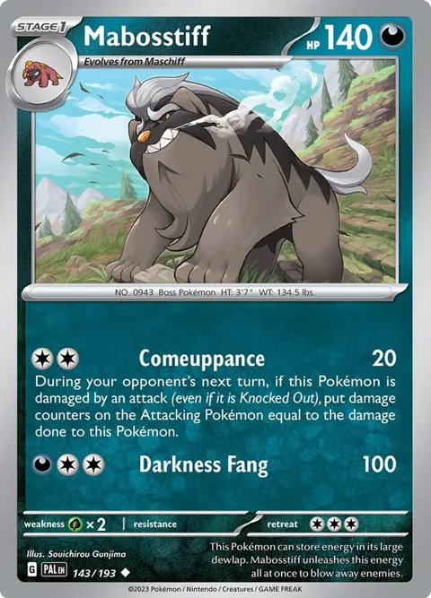 Mabosstiff #143/193 Pokémon card from Paldea Evolved