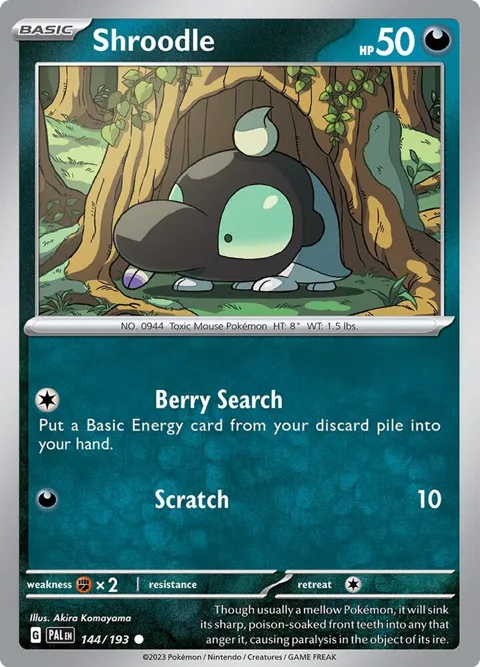 Shroodle #144/193 Pokémon card from Paldea Evolved