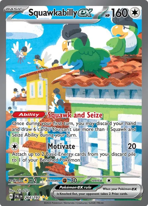 Squawkabilly ex #264/193 Holofoil Pokémon card from Paldea Evolved
