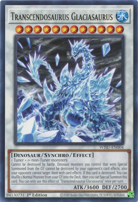 Transcendosaurus Glaciasaurus WISU-EN004 Yu-Gi-Oh card from Wild Survivors