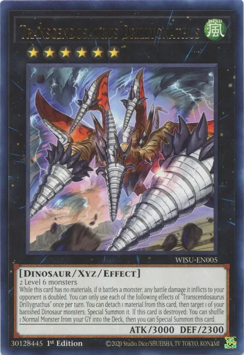 Transcendosaurus Drillygnathus WISU-EN005 Yu-Gi-Oh card from Wild Survivors