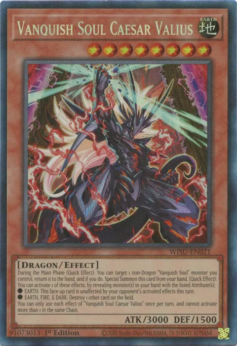 Vanquish Soul Caesar Valius Collector's Rare WISU-EN021 Yu-Gi-Oh card from Wild Survivors