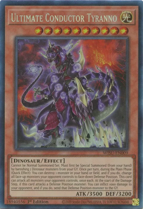 Ultimate Conductor Tyranno Collector's Rare WISU-EN009 Yu-Gi-Oh card from Wild Survivors