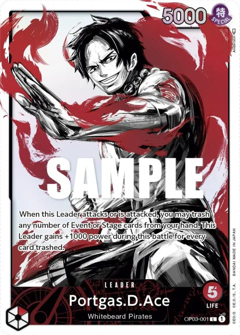 Portgas.D.Ace Alt Art OP03-001 One Piece card from Pillars of Strength