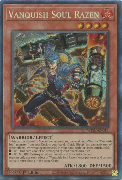 Vanquish Soul Razen Collector's Rare WISU-EN016 Yu-Gi-Oh card from Wild Survivors