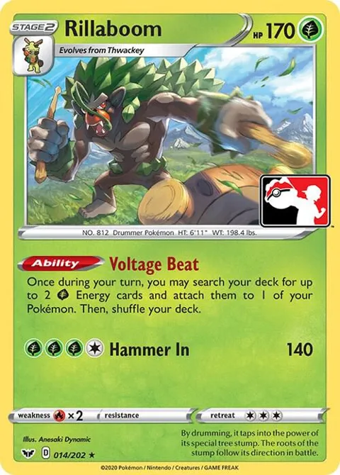Rillaboom #014/072 Pokémon card from Prize Pack Series Cards