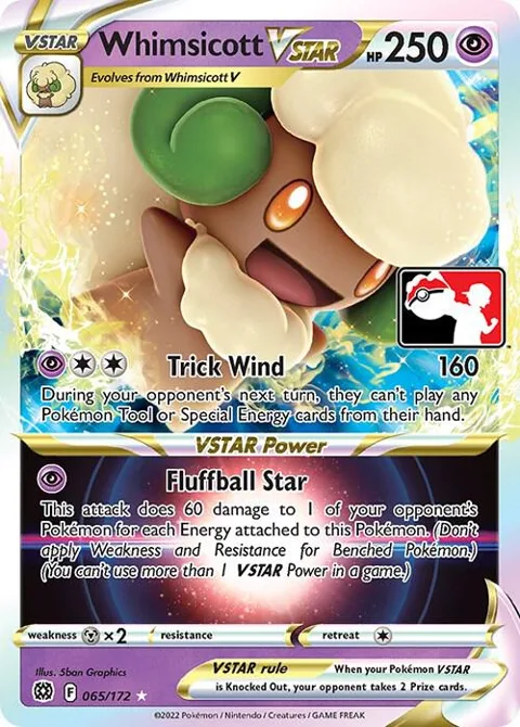 Whimsicott VSTAR #065/172 Holofoil Pokémon card from Prize Pack Series Cards