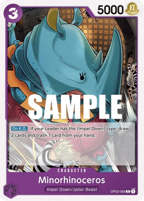 Minorhinoceros OP03-069 One Piece card from Pillars of Strength