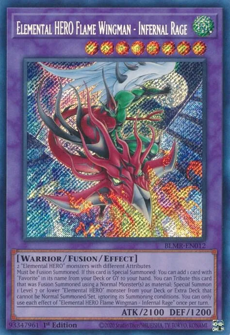 Elemental HERO Flame Wingman - Infernal Rage BLMR-EN012 Yu-Gi-Oh card from Battles of Legend: Monstrous Revenge