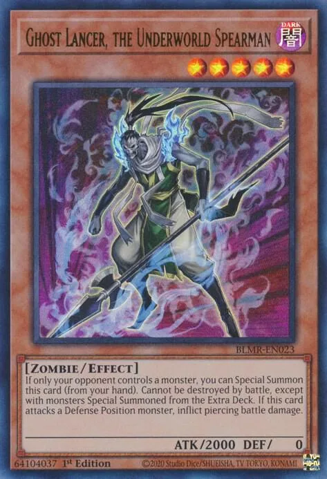 Ghost Lancer, the Underworld Spearman BLMR-EN023 Yu-Gi-Oh card from Battles of Legend: Monstrous Revenge