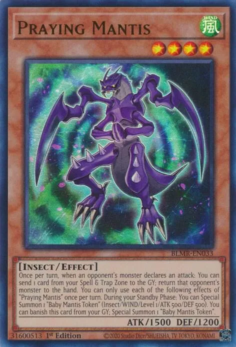 Praying Mantis BLMR-EN033 Yu-Gi-Oh card from Battles of Legend: Monstrous Revenge