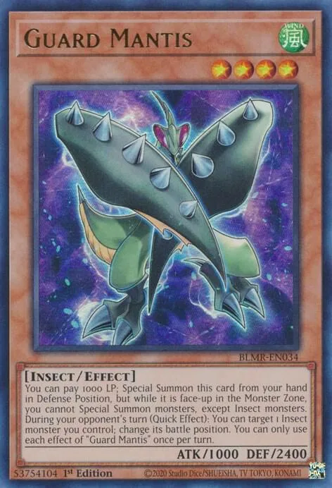 Guard Mantis BLMR-EN034 Yu-Gi-Oh card from Battles of Legend: Monstrous Revenge