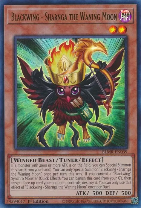 Blackwing - Sharnga the Waning Moon BLMR-EN039 Yu-Gi-Oh card from Battles of Legend: Monstrous Revenge