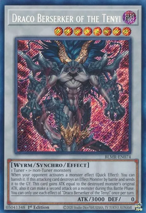 Draco Berserker of the Tenyi BLMR-EN074 Yu-Gi-Oh card from Battles of Legend: Monstrous Revenge