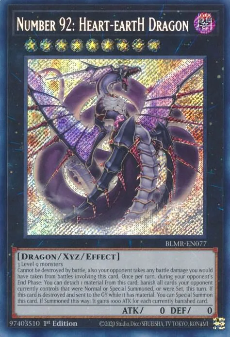 Number 92: Heart-eartH Dragon BLMR-EN077 Yu-Gi-Oh card from Battles of Legend: Monstrous Revenge